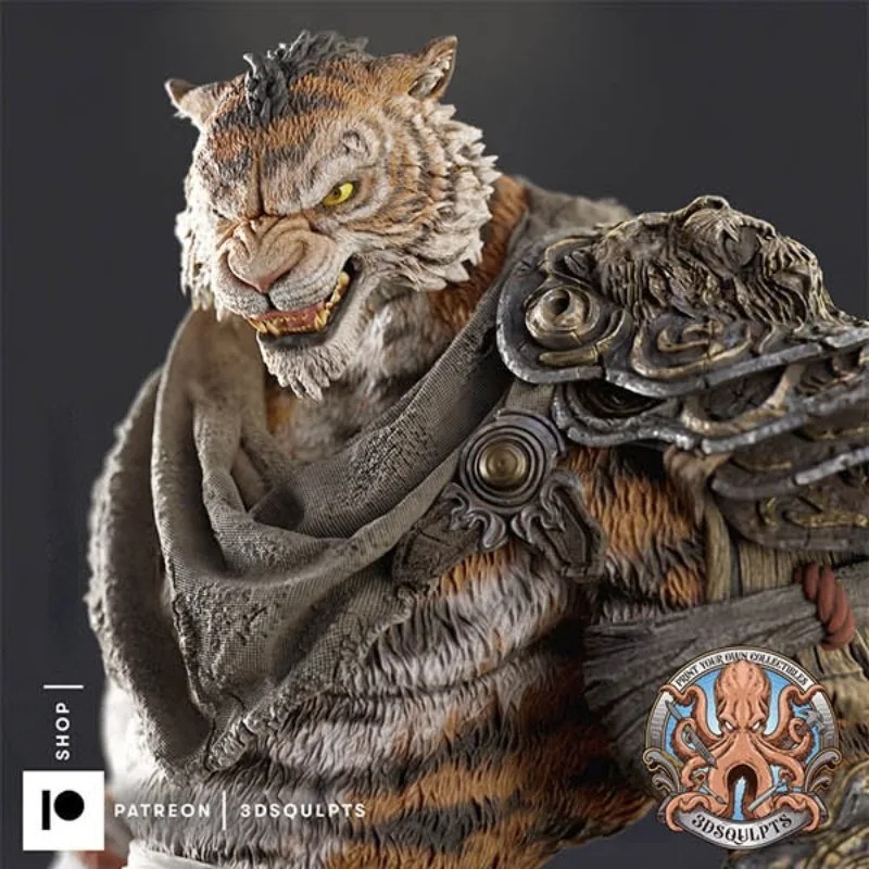 1/24 Scale Resin Figure Model Kit | Tiger Warrior Fantasy Hobby Miniature Sculpture Toy