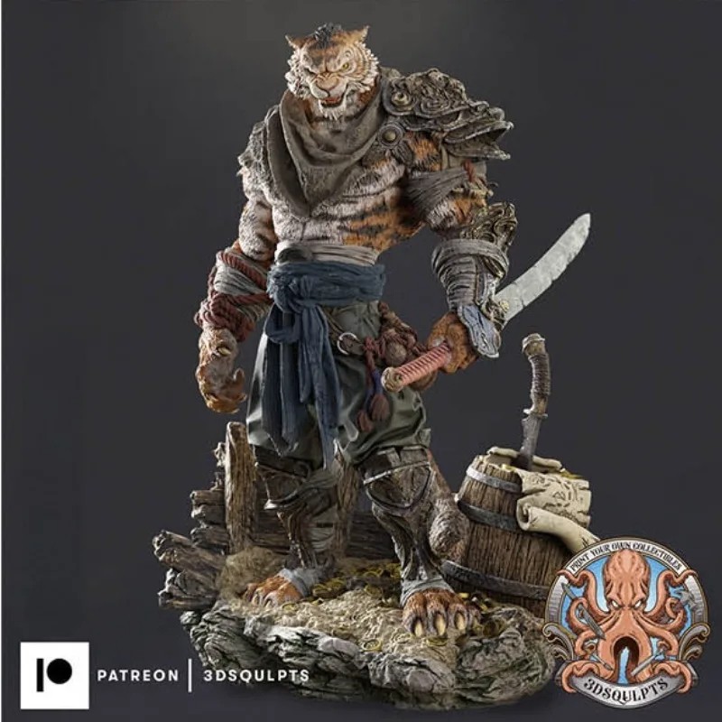 1/24 Scale Resin Figure Model Kit | Tiger Warrior Fantasy Hobby Miniature Sculpture Toy