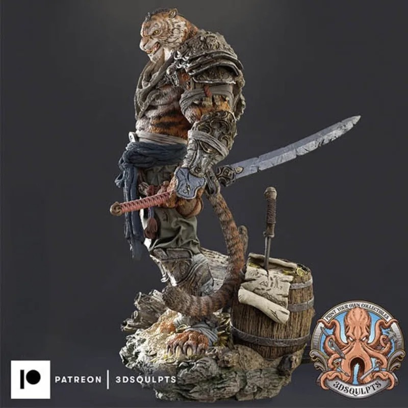 1/24 Scale Resin Figure Model Kit | Tiger Warrior Fantasy Hobby Miniature Sculpture Toy
