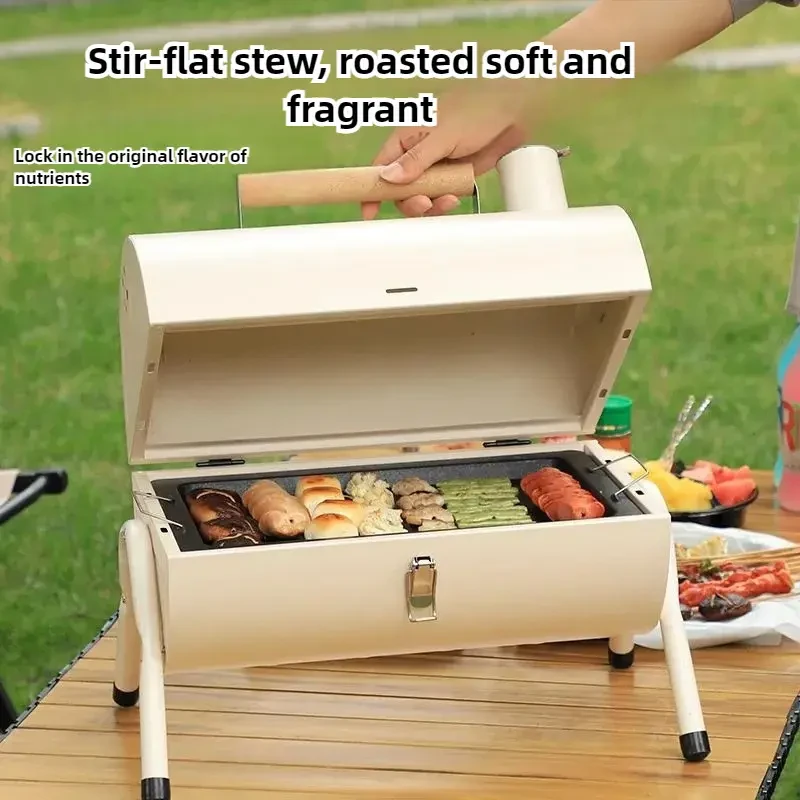 6Pcsbarbecue Grill Household Grill Portable Outdoor Camping Non-Smoking Barbecue Grill Barbecue Grill