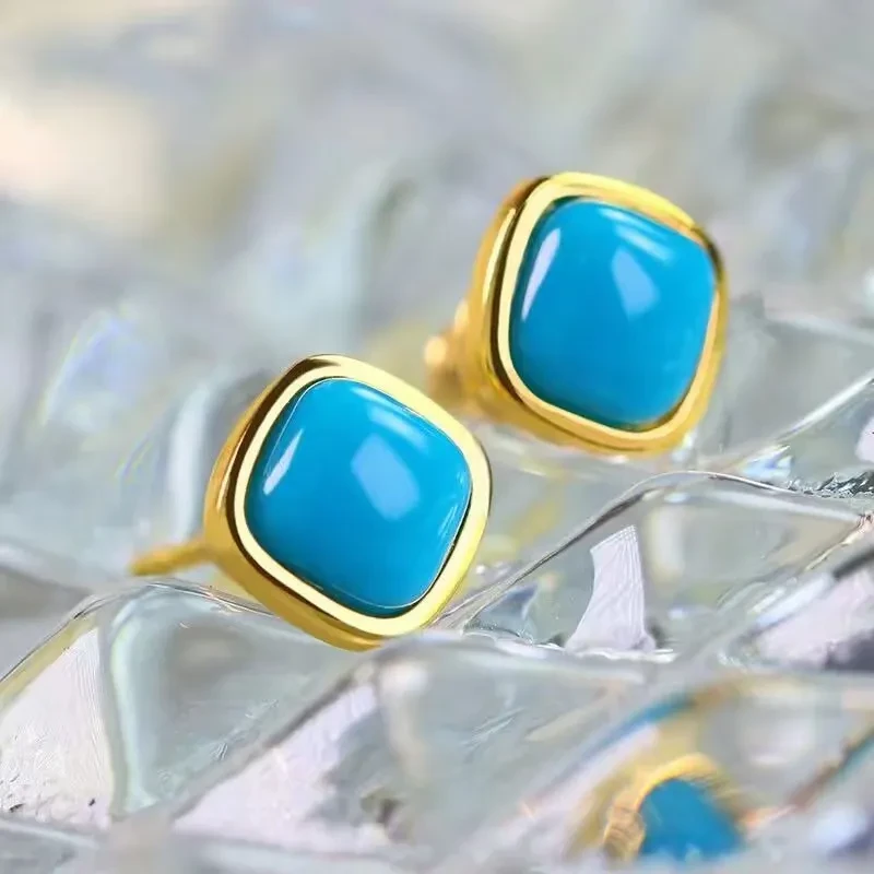 Retro Minority Fashion Turquoise Stud Earrings For Women