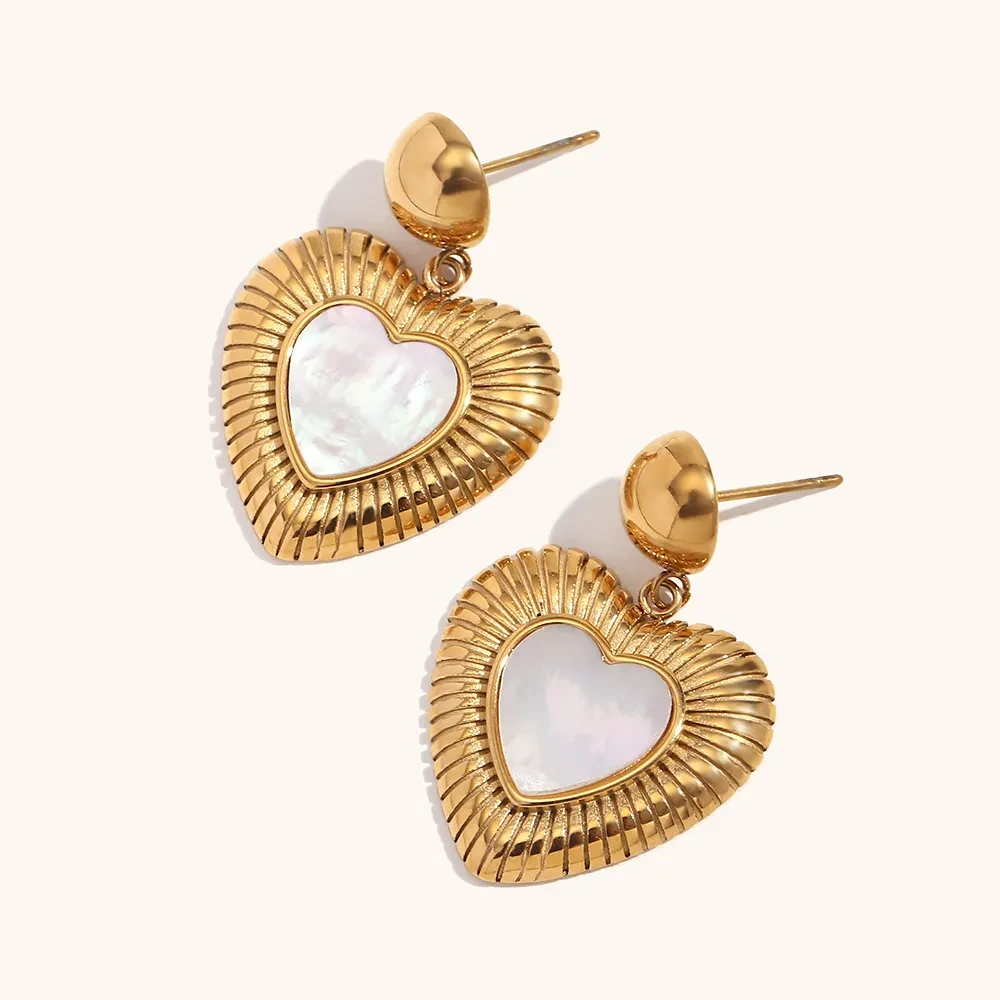 Retro Stainless Steel Gold Shell Light Earrings For Women