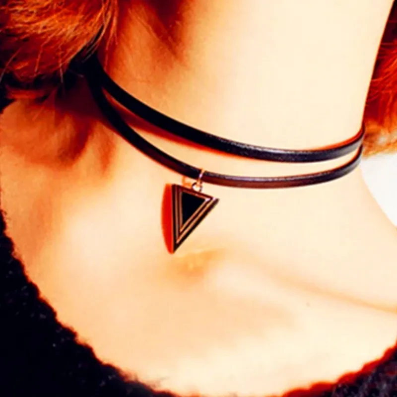 Harajuku Style Triangle Pendant Double Necklace