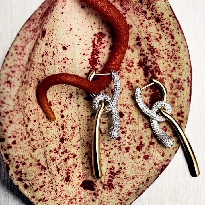 Winding Knotted Metal Matching Zircon Earrings For Women