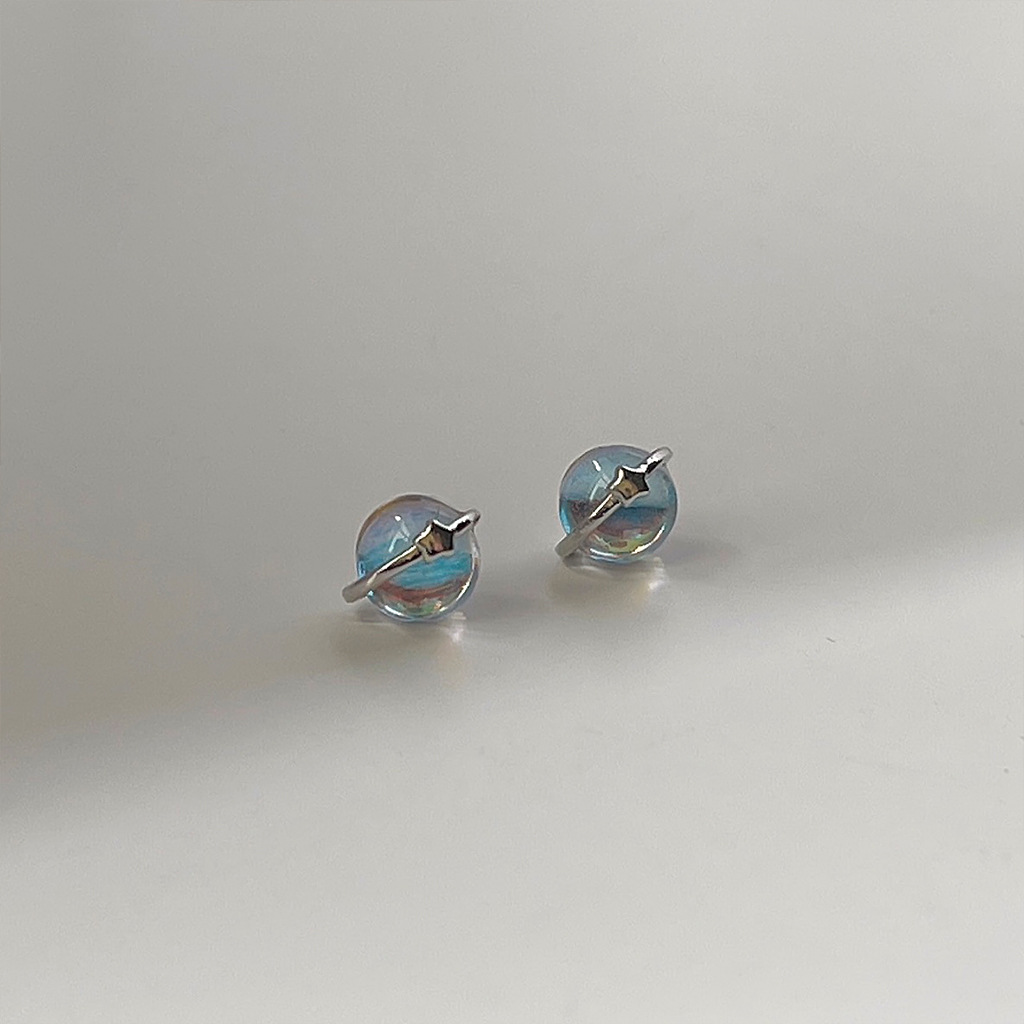 Mini Colorful Planet 925 Silver Needle Small And Personalized Simple All-match Earrings