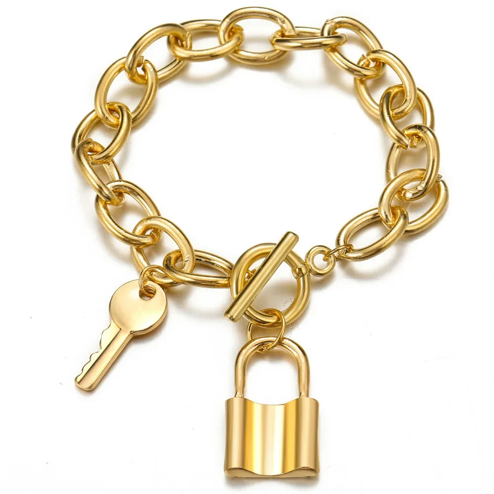 Thick Chain Key Lock Pendant Anklet