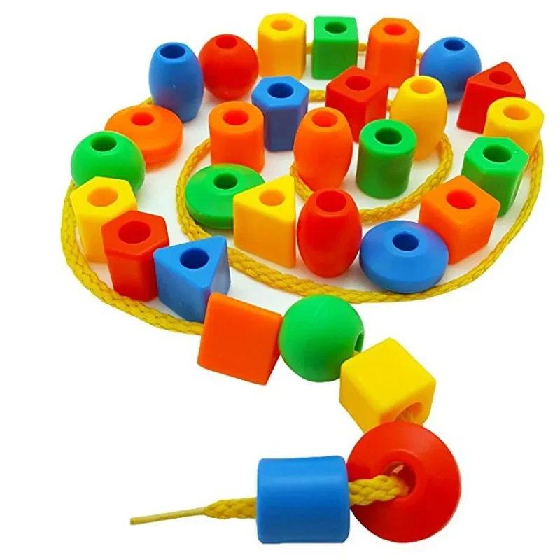 Building block toy geometric beads