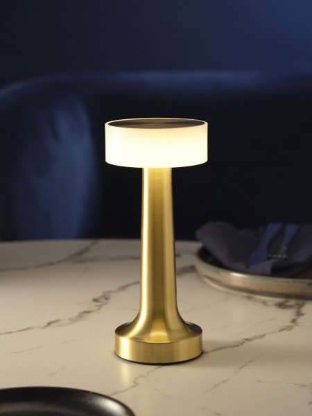 Ambience Aura Cordless LED Table Lamp Brushed Brass  - Tablekraft