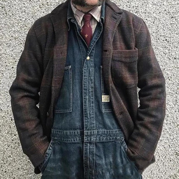 Men's Retro Checkered Lapel