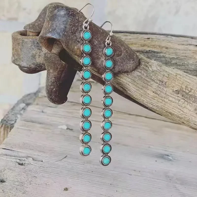 Retro Long Turquoise Earrings
