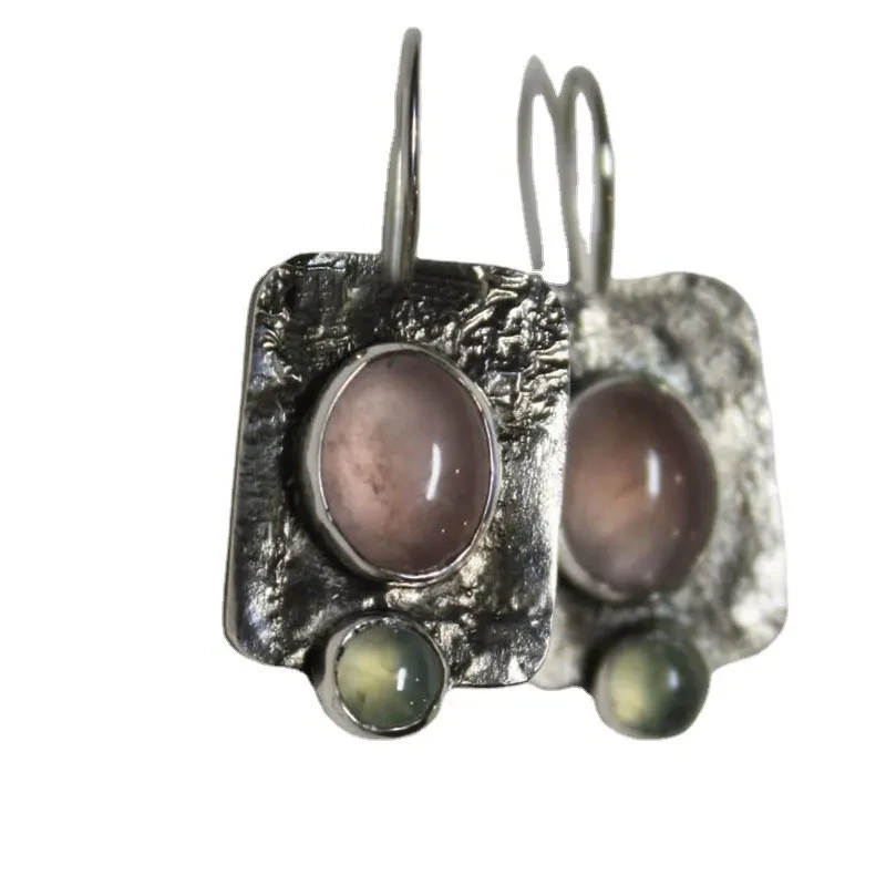 Exquisite And Small Pink And Green Opal Women's Earrings