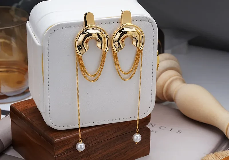 Tassel Earrings Pearl Special-interest Design Long Earrings