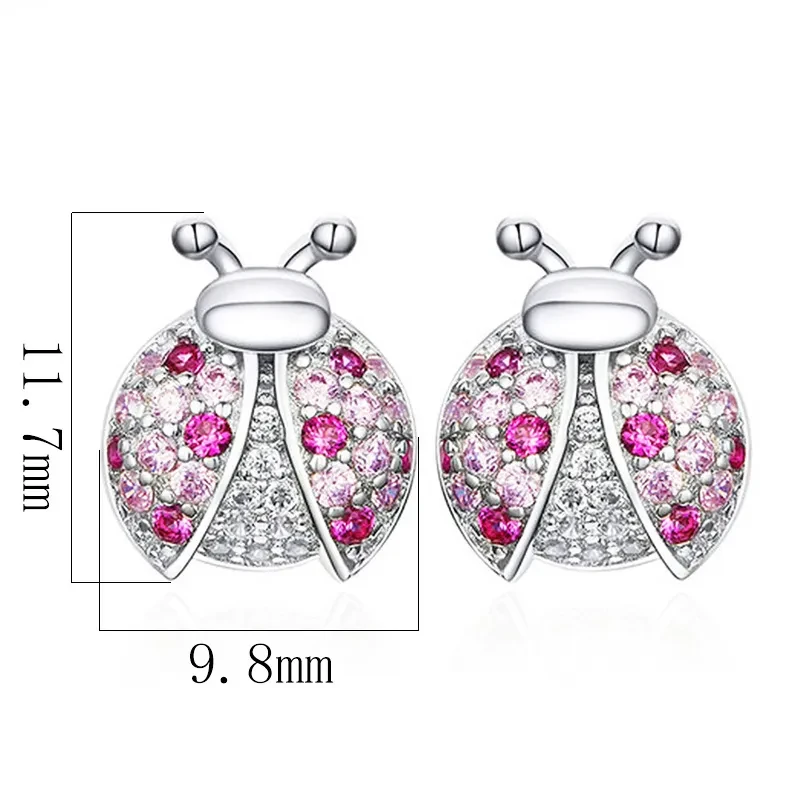 White Copper LADYBIRD Earrings Anti-allergy Girls