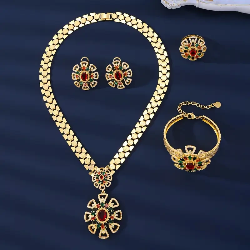 Elegant 4pcs Jewelry Set with Cubic Zirconia