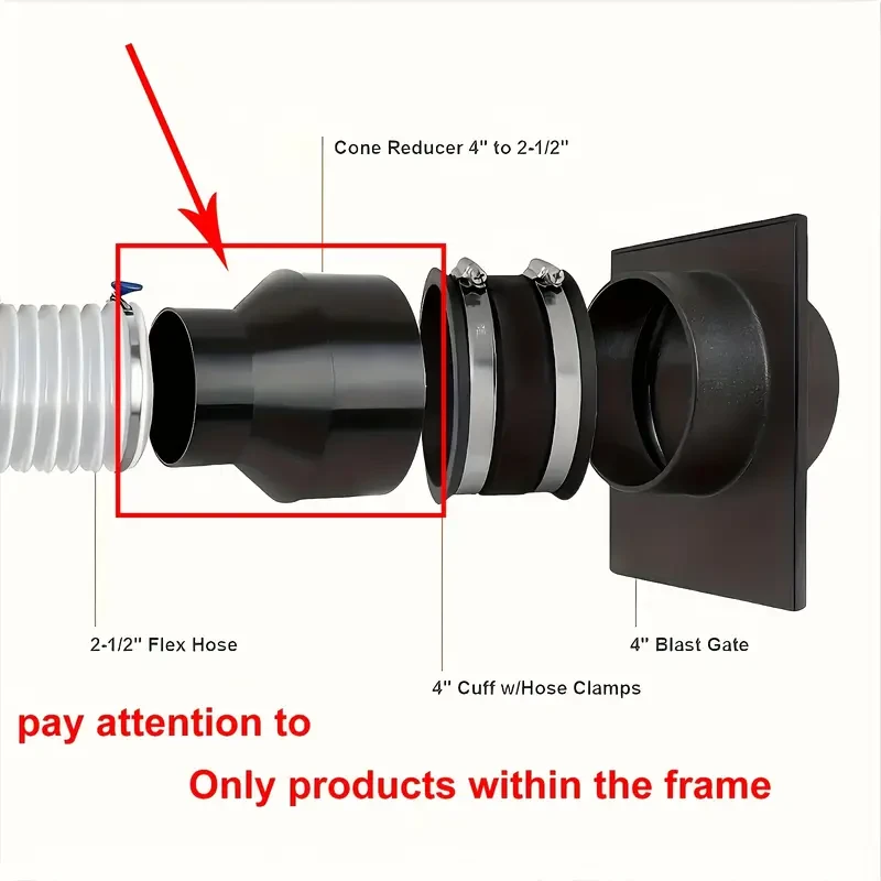 4-to-2-1/2 Inch Dust Collection Hose Adapter for Wet/Dry Vacuum