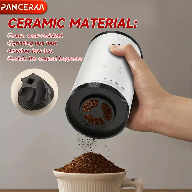 PANCERKA Portable Electric Coffee Bean Mill with Customizable Options