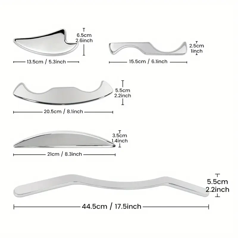 SALORIE 5pcs Stainless Steel Gua Sha Massage Set