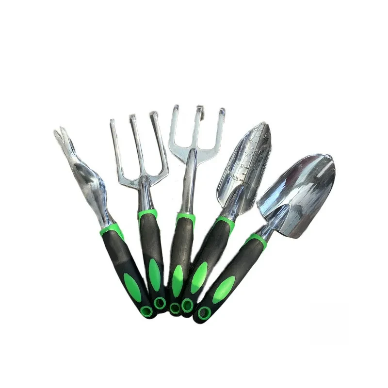 Garden Supplies 9-piece Aluminum Alloy Set, Silicone Two-color Handle Shovel Gardening Tools
