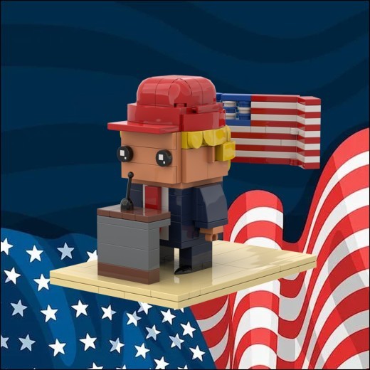 Trump Scene Square Head Toy Building Blocks Garage Kits Ornaments