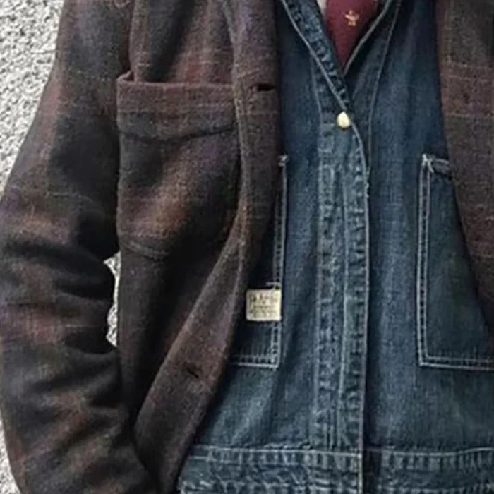 Men's Retro Checkered Lapel