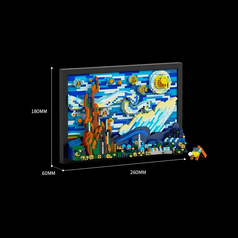 1731PCS Starry Night Building Blocks  Assembly Toy, Art Drawing Blocks