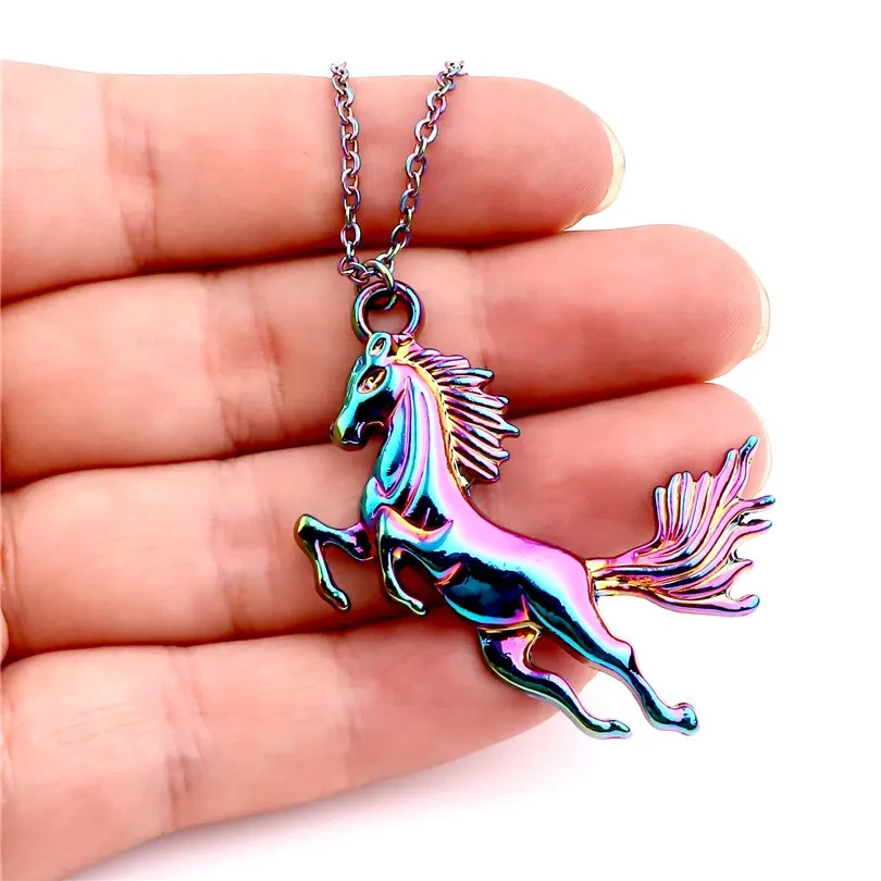 Galloping Horse Pendant Necklace Sweater Chain