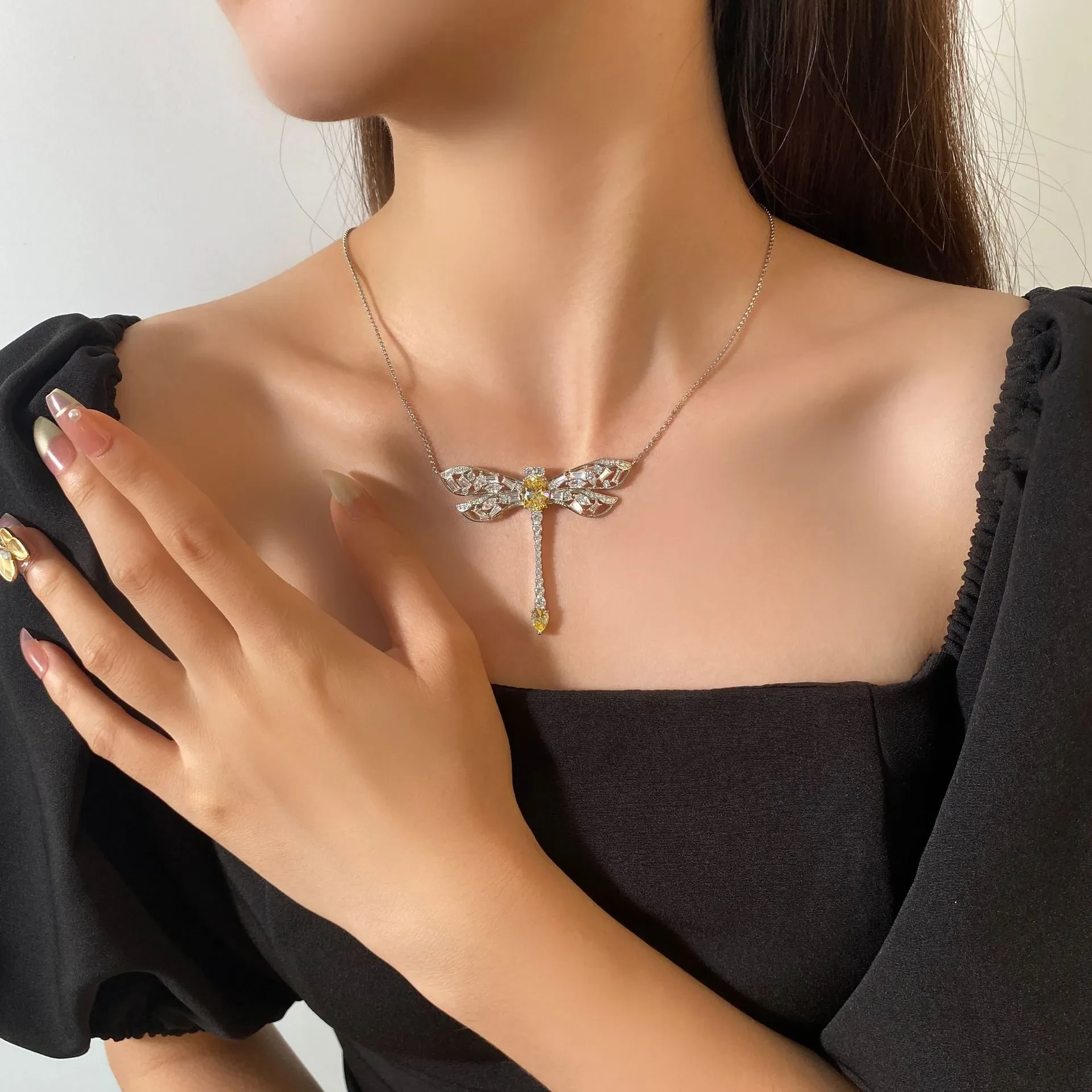 Dragonfly Pendant Water Drop Clavicle Chain