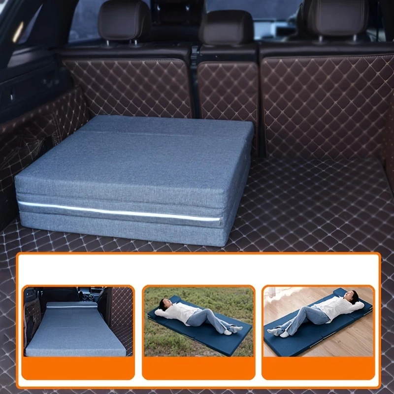 Portable Car Folding Mattress  Four-Fold Mattress for Travel, Camping, RV Use, and Outdoor Activities, Ultra-Thick Space-Saving Design