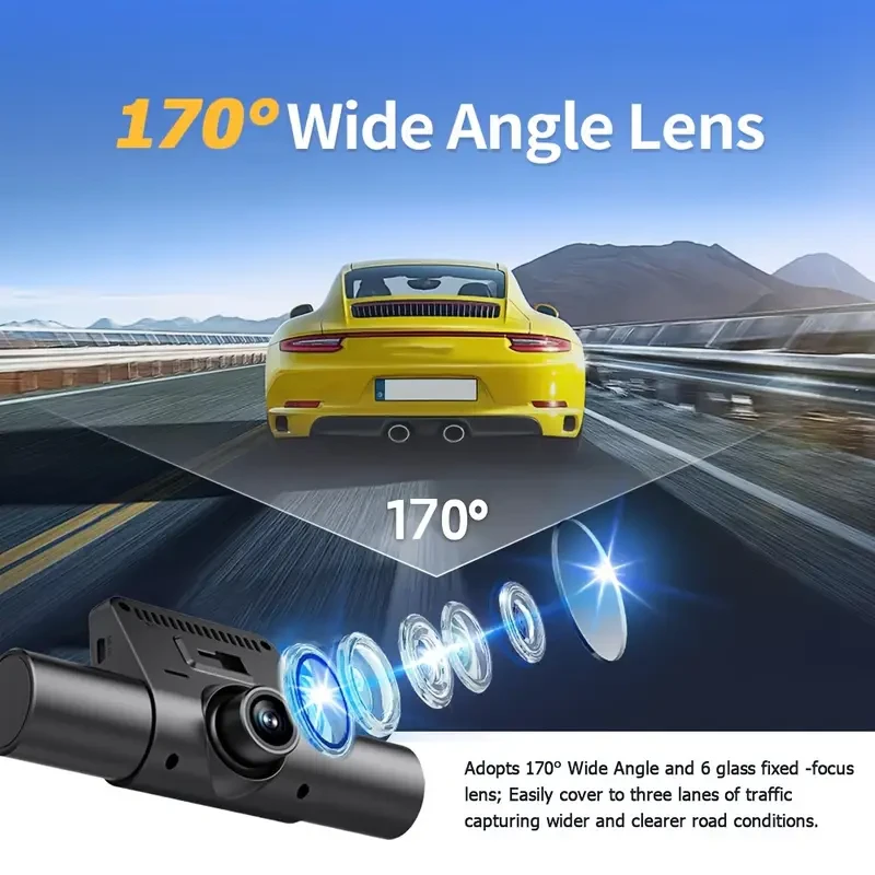 ZKCAMSPY FHD 1080P Night Vision 4 Channel Car Dash Cam