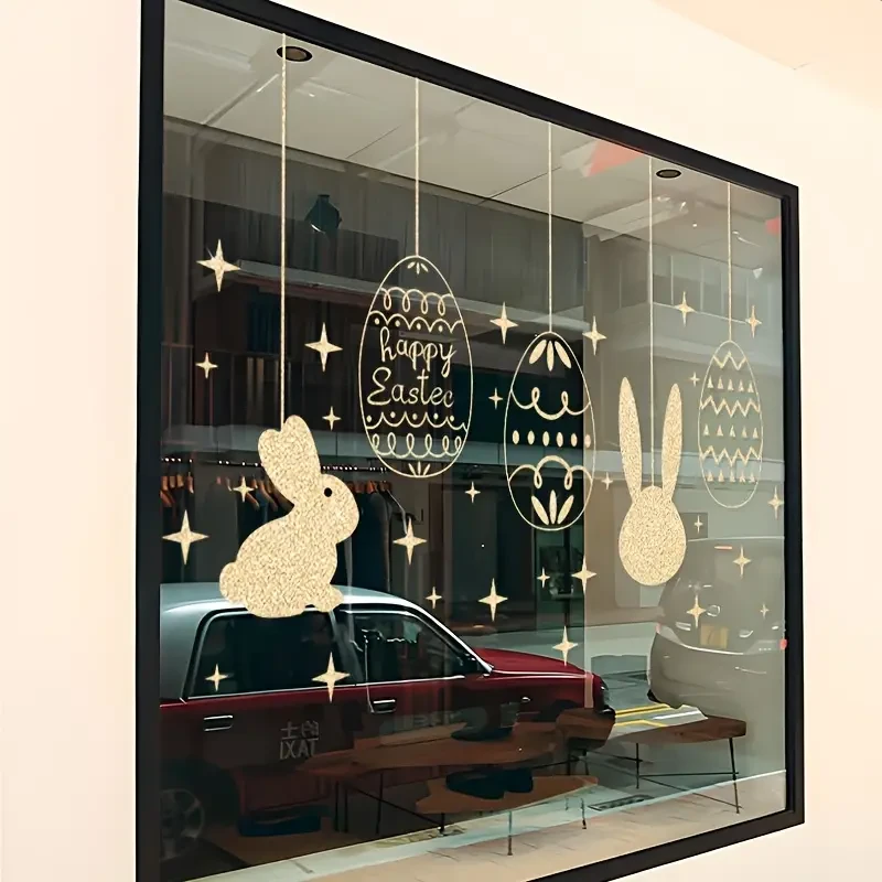 Golden Bunny & Starry Easter Window Clings