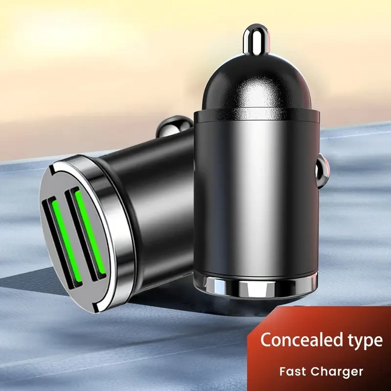 New Car-mounted Loop Mini Mobile Phone Car Charger PD + USB Fast Charging Hidden Flash Charge for Car Appliances