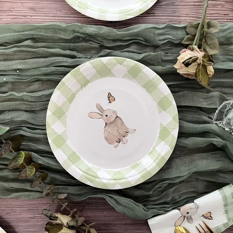 10 Easter Bunny Print Paper Plates Disposable Paper Plates