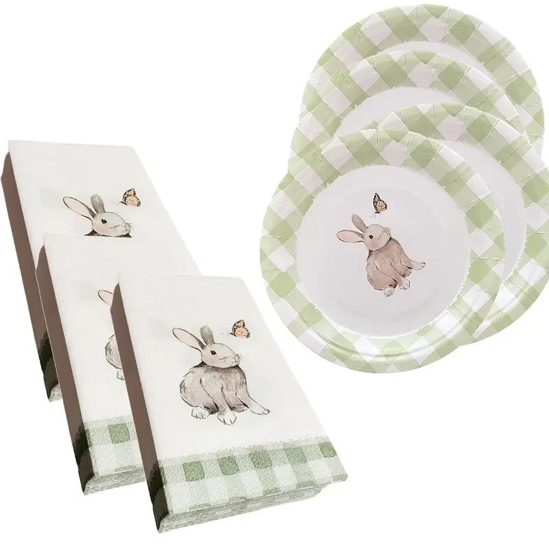 10 Easter Bunny Print Paper Plates Disposable Paper Plates