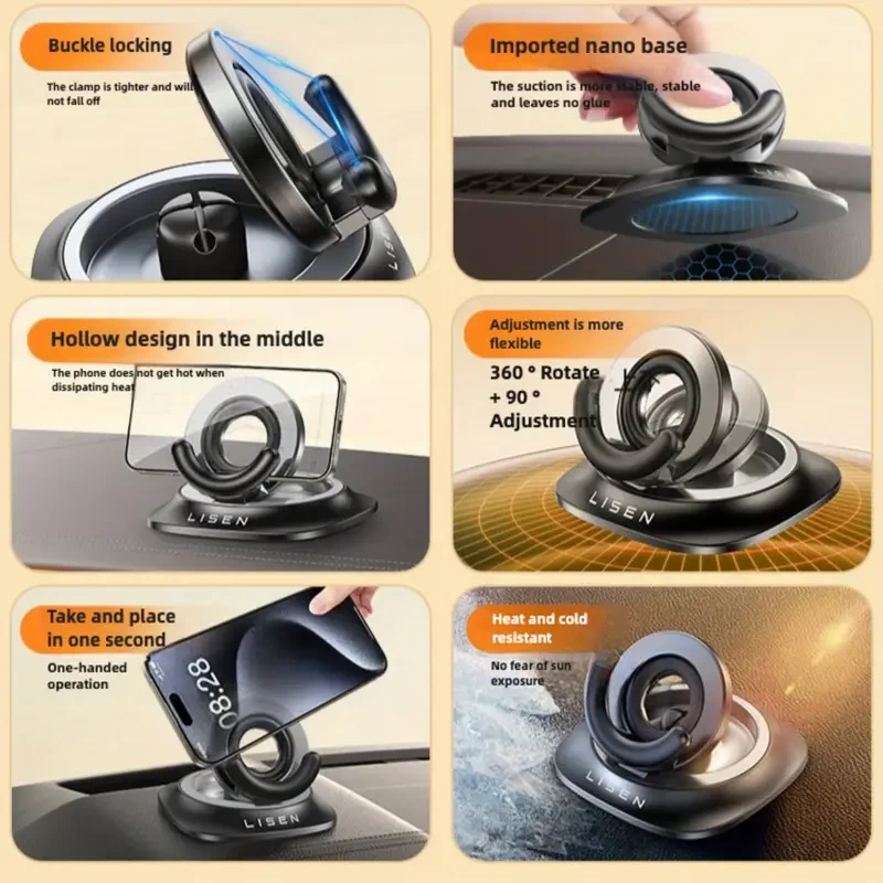 LISEN 2025 Upgraded Dashboard Folding Phone Holder
