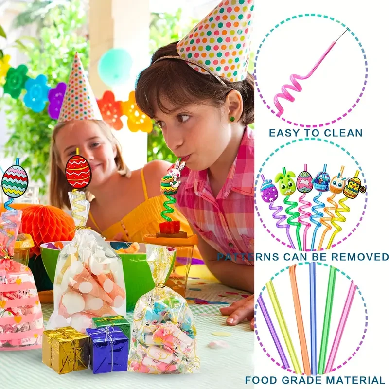 Easter Party Favors Easter Eggs Bunny Drinking Straws