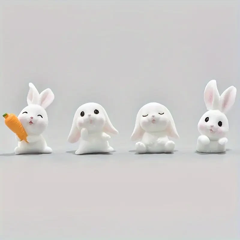 Classic Style Plastic Cartoon Rabbit Miniatures for Tabletop Decor