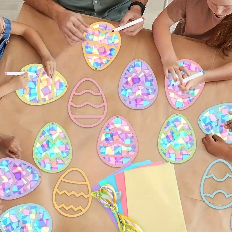 Easter Egg Craft Kits Easter Tissue Paper Suncatchers Bulk Stained Glass Effect