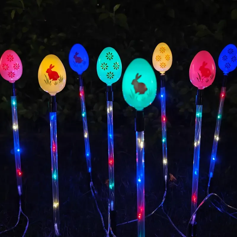 set of solar egg walkway lights for outdoor Easter decoration