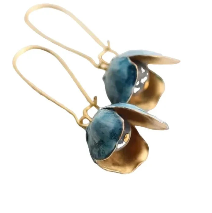 Ancient Gold Flower Beads Earrings Fashion Ear Hanging