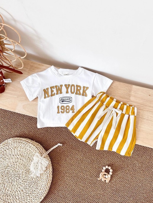 Children's Summer T-shirt Suit Letter Printing