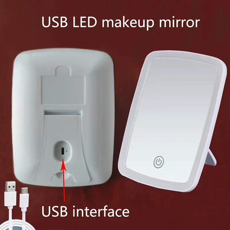 LED Makeup Mirror with Touch Sensor - 3 Color Modes, Portable & Rechargeable