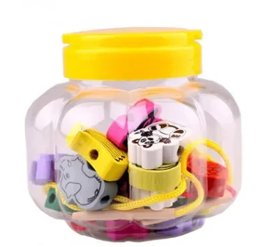 Children's Educational Toy Wooden Beaded Colored Animal Shape Cartoon Beaded Toy