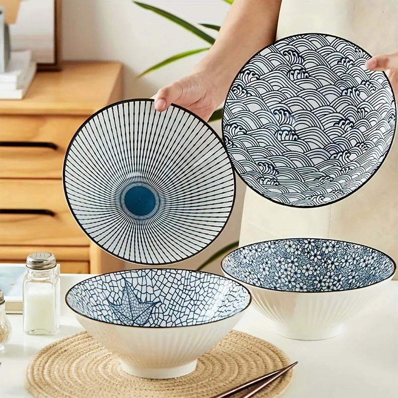 4pcs Ceramic Bowl - Tall Ceramic Plate