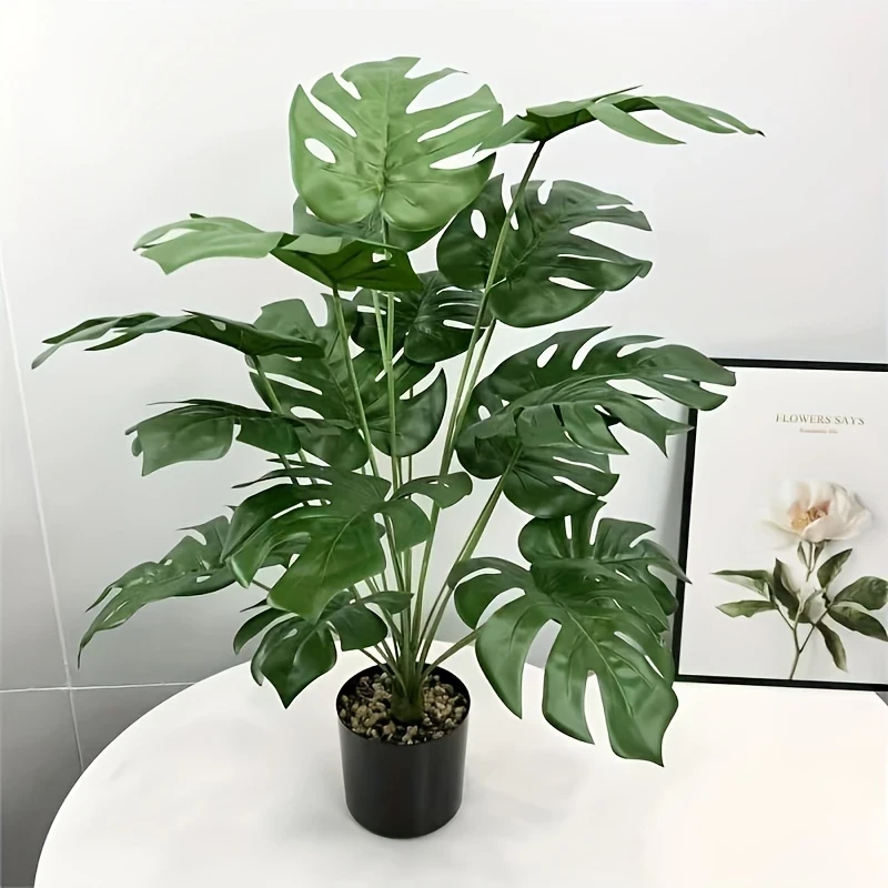29.53" Faux Monstera Plant with Pot - Lifelike Turtle Leaf Greenery for Indoor/Outdoor Decor