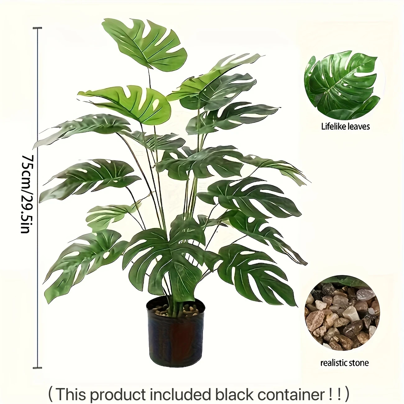 29.53" Faux Monstera Plant with Pot - Lifelike Turtle Leaf Greenery for Indoor/Outdoor Decor