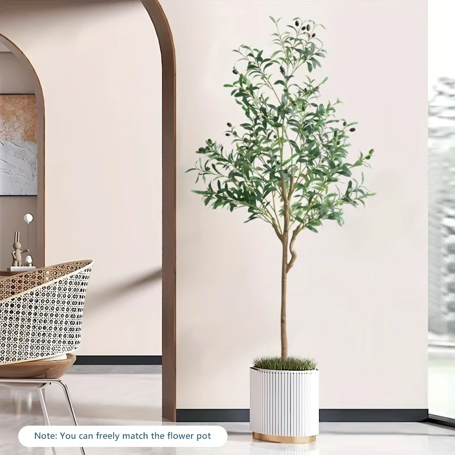 Olive Tree Simulation Plant Artificial Decor Floor Standing Ornament Olive Tree Plant Outdoor Indoor Living Room Bedroom Modern Decoration Ornaments Easy Cleaning - 1.2/1.5/1.8m