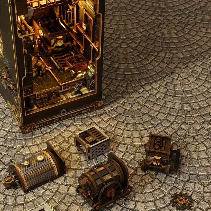 Mechanical Rhythm Bookshelf Assembly Building Model Micro DIY Handmade House Set