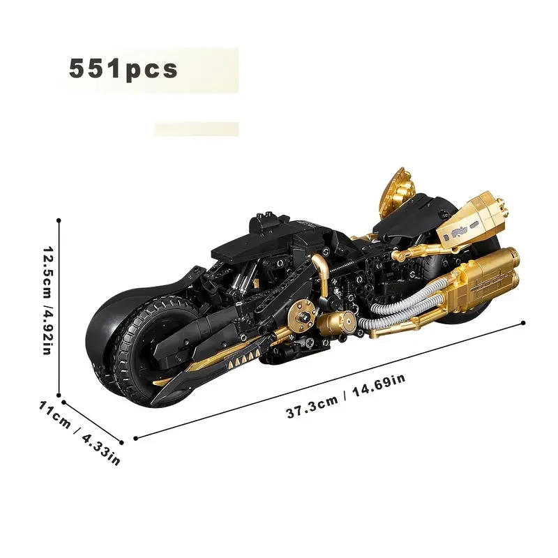 New 1:10 Technical Series Classic Cyber Style Motorcycle Famous Bat Moto Building Blocks Road Racing Bricks Model High Difficulty Kid Assembly Toy