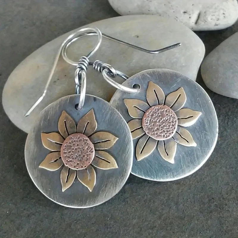 Female Bohemian Fashion Retro Sunflower Earrings