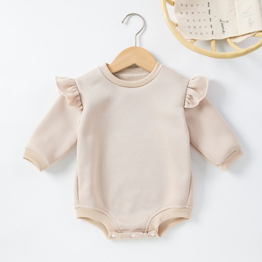 Men's And Women's Baby Long Sleeved Romper Solid Color